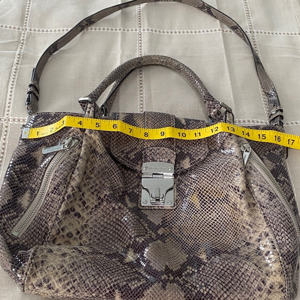 MICHAEL Michael Kors Brown Snakeskin-Print Satchel - Picture 11 of 16